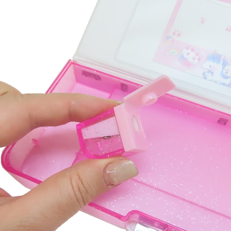 Unicorn Rosette [Pencil Case] Compact Double-Sided Opening Pen Case /