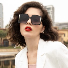 Dollger Oversized Square Sunglasses for Women Trendy Big Fram Sun Glasses Large Wide Shades for Womens UV 400 Sunnies