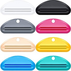 8 Pieces Toothpaste Tube Squeezer Dispenser Toothpaste Rollers Clips for Bathroom (Beige, Gray, Black, Rose Red, Green, Yellow, White, Blue)