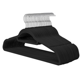 Vastsea Pack of 10 Suit Hangers Made of Plastic, Non-Slip Clothes Hangers 360°, Good Load Capacity Clothes Hangers, Flocked, Can Be Used for Coats, Dresses, Shirts (Black)
