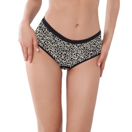 AIRCUTE Washable Leaks Proof Urine Incontinence Underwear for Women Absorbency Leopard Hipster Panties (Beige Leopard, Large)