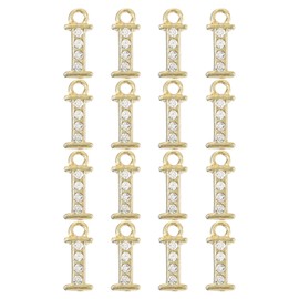sourcing map Rhinestone Letter Charm, 16pcs 1.5mm Metal I Letter Alphabet Dangle Charm Pendants for DIY Bracelets Necklace Jewelry Making, Gold