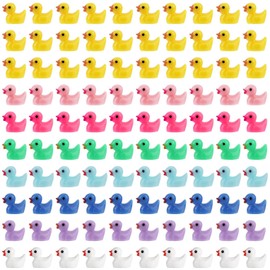 LUTER 100pcs Mini Resin Ducks for Crafts, Tiny Ducks Miniature Figures for Aquarium Garden Landscape Dollhouse Ornament Potted Decorations DIY (Multicolored)