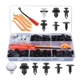 JNNJ Pack of 155 Car Mounting Clips, Car Door Panel Clips Set, Car Clip Set with Tools, Car Decorative Clips Box, Assorted Plastic Clip Fasteners