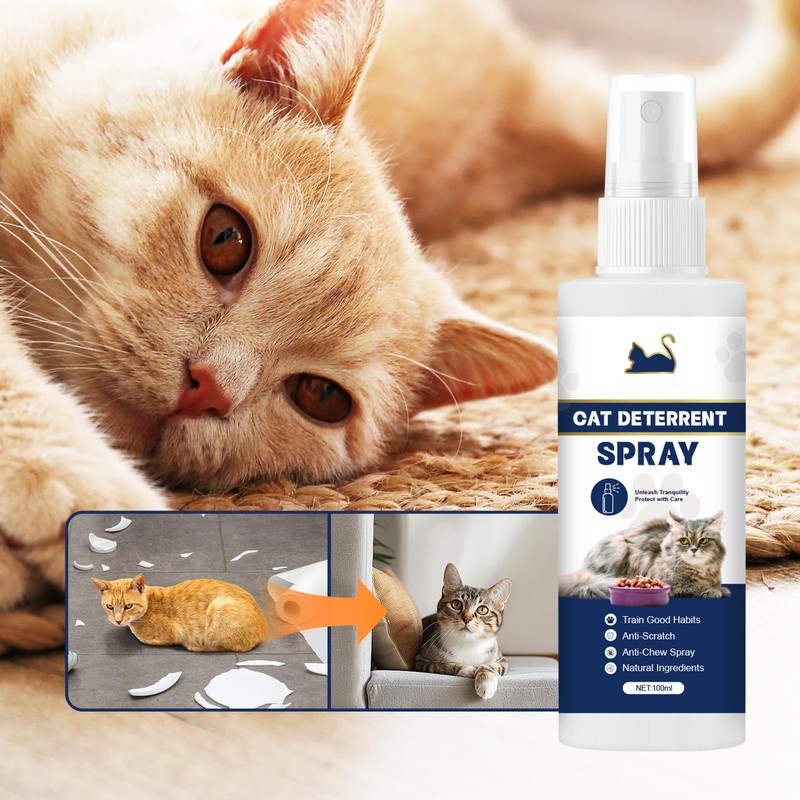 Roseye Cat Deterrent Spray for Indoor, Natural Boundary Aid, 100ml-