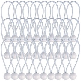 AOPRIE 30 Pack Bungee Balls 6inch White Ball Bungee Heavy Duty 6inch Tarp Bungee Cords HeavyWeight Trap Weather Resistant Tie Down Strap 4mm Thickness for Camping, Tents, Cargo, Holding Wire and Hoses