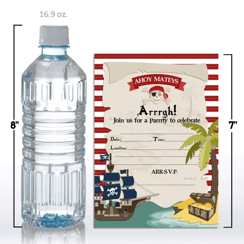 Amanda Creation Pirate Treasure Map Birthday Party Fill in Invitations