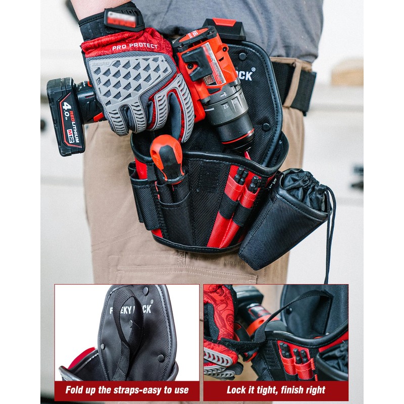Drill Holster with Multi Pockets, Heavy-Duty Impact Driver Tool Pouch