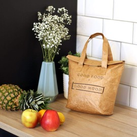 Thermal Bag Waterproof Paper Look Reusable Lunch Bag Insulated Carry Handles Insulated Shopping Bag 6 Litres Environmentally Friendly Cool Bag Made of Waterproof Velcro Fastener