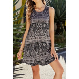 SimpleFun Womens Sundresses with Pockets Summer Dresses Cotton Knee Length T Shirt Dress Black,XL