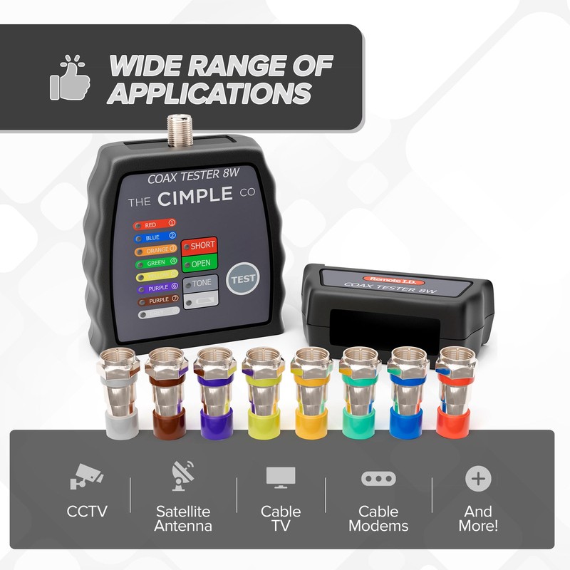 THE CIMPLE CO Coax Cable Tester, 8 Port, Wire Tracer,
