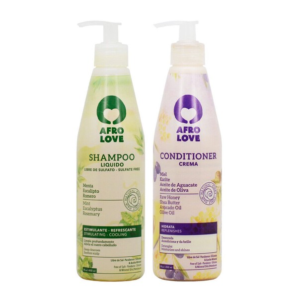 Afro Love Shampoo + Conditioner 16oz  "Duo" Hydrates, Protects & Gives Shine