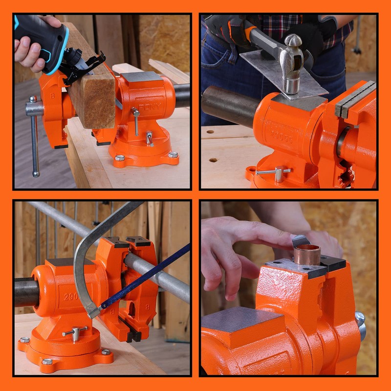 PONY Heavy Duty Bench Vise, 5-inch Jaw Width and Opening,