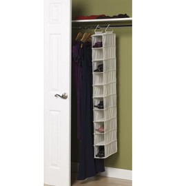 Household Essentials 311322 Hanging Shoe Storage Organizer for Closets |10 Pocket Shelves | Natural Canvas