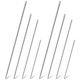 WUERKIYA 8 Pieces Sewing Needles Set 4 Sizes Sewing Needles Large Eye Needles Sewing Needles with Lace Needles Set Long Straight Hand Needles for Hand Sewing Crafts