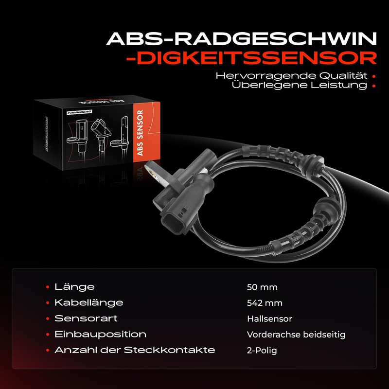 Frankberg ABS Sensor Wheel Speed Front Left or Right for