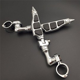 SMT-Chrome Peg Mounting Kit with Stiletto Shape Foot Peg Footrest Compatible With Bike with 1 inch(1") 25mm Front Engine Guard Frame Tube Iron 883 XL883N Electra Glide Ultra Road King [B01AVH4QII]