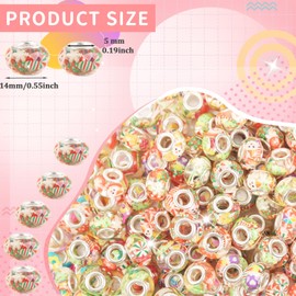 Christmas Large Hole Beads 60 Pieces Mixed Fairy Wand Garden Beads Lampwork European Craft Beads Large Hole Spacer Beads for DIY Charms Bracelet Necklace Earring Jewelry Making Decoration Supplies