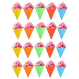 Lyreh 20pcs Reusable Snow Cone Cups, 4.1x3.1 Inch Plastic Shaved Ice Cream Cups for Nostalgia & Cuisinart Snow Cone Maker Machines Supplies Accessories (Yellow, Red, Blue, Orange, Green)