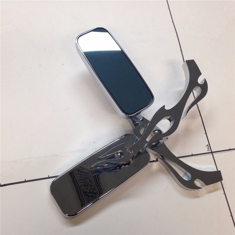 XKMT-Chrome Running Mirror Rectangle Shape Flame/Fire Stem Compatible With Hayabusa