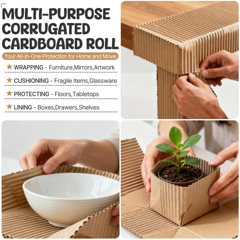 Tottist 17"x236" Single B Flute Corrugated Cardboard Roll, Brown