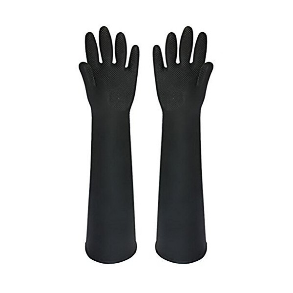 Buwico® 60CM Schwarzer langer Gummi wasserdichte Reinigung Waschhandschuhe Verlängerte Latex