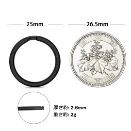 TI-MULTI (Ti) Titanium Black Key Holder Ring Lightweight Outer Diameter 0.8 inch (20 mm) / 25 mm / 28 mm 4pcs (25mm/4pcs)