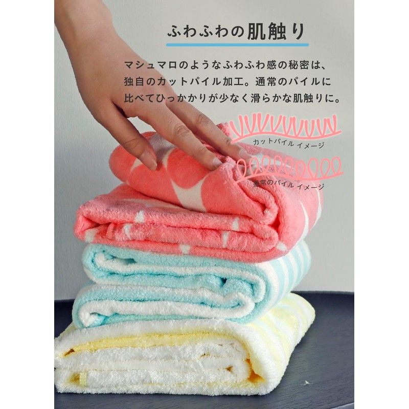 CBJAPAN Carari Kuo Bath Towel, 3.3x Water Absorbency Microfiber, Border
