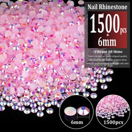 1500pcs 6mm Resin Rhinestones Bulk, Light Pink AB Flatback Round Jelly Rhinestones Bedazzling Non Hotfix Crystal Gems Large Quantity Wholesale for DIY Crafts Clothes Tumblers Face Makeup Manicure