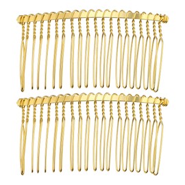 VOCOSTE Pack of 2 Anti-Slip Hair Side Combs Accessories Metal Gold Tone 3 Inches