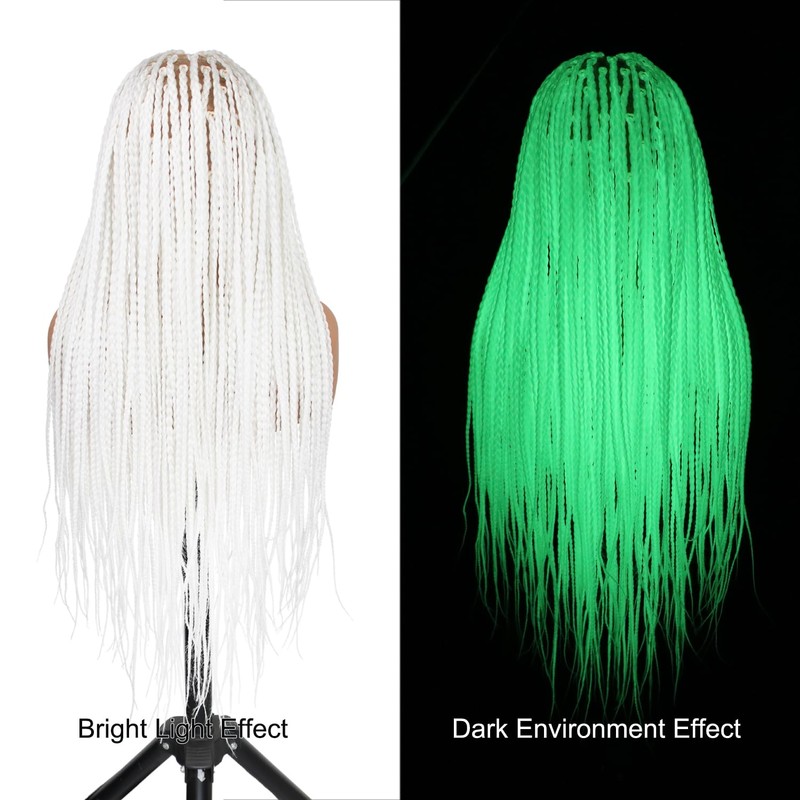 Orgwigs White Glow in the Dark Knotless Box Braided Wig