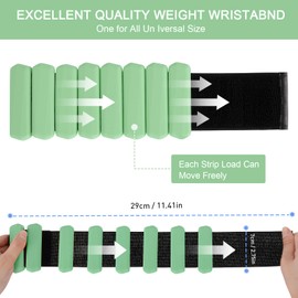 Wrist Weights Set of 2(1Lbs Each), Adjustable Wrist and Ankle Weights for Women and Men, Wearable Arm & Leg Weights Set for Walking, Yoga, Swimming, Cardio, Aerobics, Gym (Green)