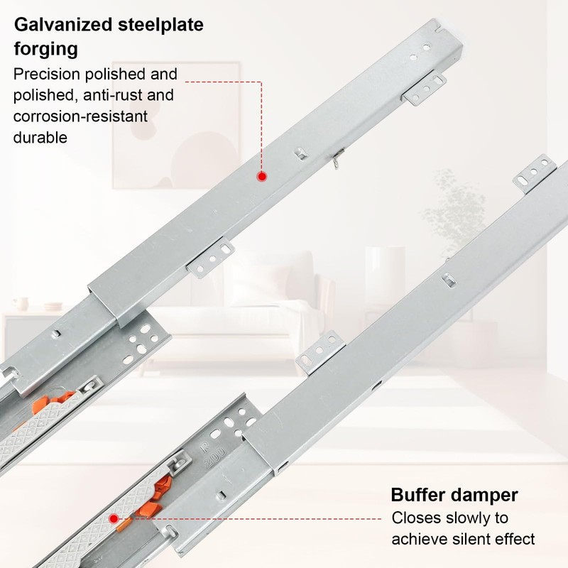 Underfloor Guides Floor Mounting Drawer Runners, 1 Pair 200 mm