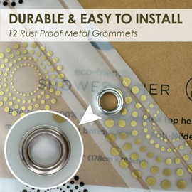 TRIMENGO PEVA Shower Curtain Liner with Design, 5G, Printed Shower Curtain, Plastic Shower Curtain 12 Rustproof Metal Grommets, Waterproof, Standard Size 70x72 Shower Curtain for Bathroom