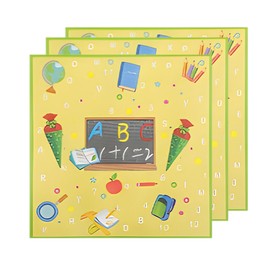 Pack of 40 Napkins First Day at School, Yellow Table Decoration for First Day at School for Young Girls, 33 x 33 cm