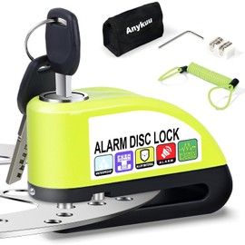 Motorcycle Brake Disc Lock with Alarm 110 dB, 7 mm Bolt, 1.5 m Reminder Cable, Robust Motorcycle Lock Made of Hardened Steel, Anti-Theft Device for Motorcycle, Scooter, E-Bike & Bicycle