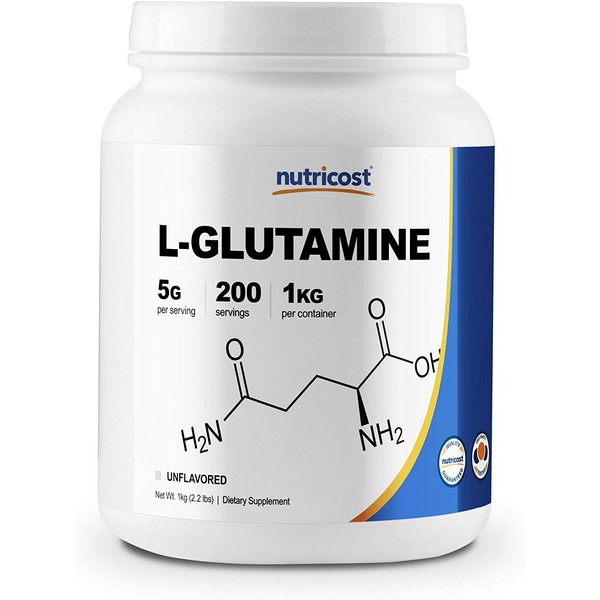 Nutricost L-Glutamine Powder 1 KG - Pure L Glutamine, 5000mg per Serving, Non-GMO, Gluten Free
