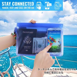 ALLVD Waterproof Bag, Set of 2, Waterproof Case, IPX 8 Certified, Shoulder Bag, Large Capacity, Lightweight, Small Storage, Adjustable Belt, Screen Touch, Triple Zipper, Waterproof Waist Bag, For the