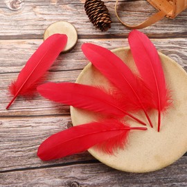 Ballinger Big Red Goose Feathers - 120Pcs 6-8inch Feathers Bulk for DIY Crafts,Angel Wings,Dream Catcher and Wedding Party Decor