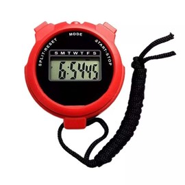 Digital Sports Stopwatch Timer Lap Large Display Interval Training Digital Stopwatch With Calendar Alarm Clock| Refree Digital Stopwatch For Sports Training, Swimming Running. (Red)