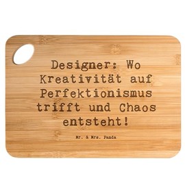 Mr. & Mrs. Panda Bamboo Chopping Board with Saying Designer Magic, Gift, Wooden Board with Engraving, Gifts for Professionals, Chopping Board