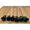 6 Black Half Open Bud Wooden Roses for Crafts Custom