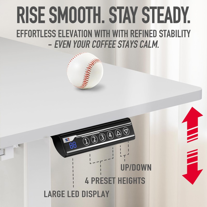 SHW 40-Inch Electric Height Adjustable Standing Desk with Drawer, Memory