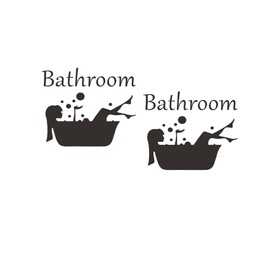 2PCS Bathroom Sticker Bathroom Door Sticker Bath Tub Removable Wall Art Vinyl Decal for Bathroom Bathroom Wall Stickers Waterproof Decal Bathroom Wall Decor Waterproof Stickers