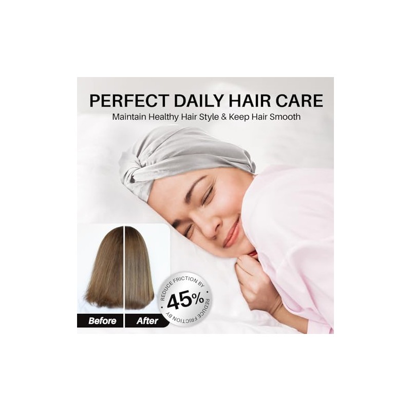 Gorro Dormir 100 Seda Morera Mujeres Hombres Cabello Rizado Fino