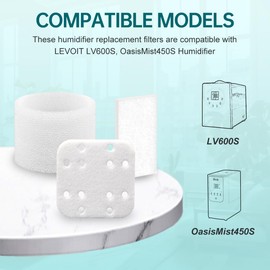 Filtros de repuesto compatibles con LEVOIT LV600S LV600HH OasisMist450S paquete de 12 almohadillas para orejas de absorción + 12 filtros de repuesto para humidificador + 12 unidades de almohadillas