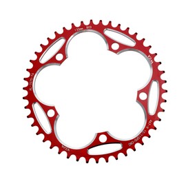 QUARKZMAN Schmal-Breit Kettenblatt Für Speed Road Bike Für 130 BCD Fahrrad Kettenblatt 191.8mm/7.55" Rot CNC Aluminiumlegierung 1 Stück