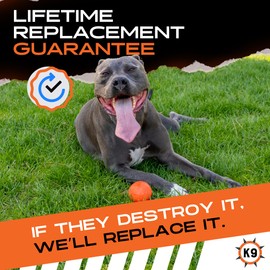 Monster K9 Indestructible Dog Ball Durable Dog Toy for Aggressive Chewers - Safe, Non-Toxic Natural Rubber - Chew & Fetch - Heavy Duty - USA Made - 2.8” Solid (Tennis Ball Size)