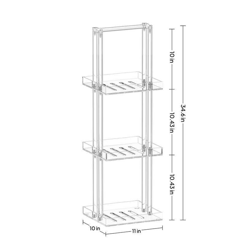 Aquiver Acrylic Standing Shower Caddy - 3 Tier Shower Organizer