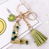 HAISWET Keychain Alphabet Green Leaf Keyring Bag Charm Tassel Purse